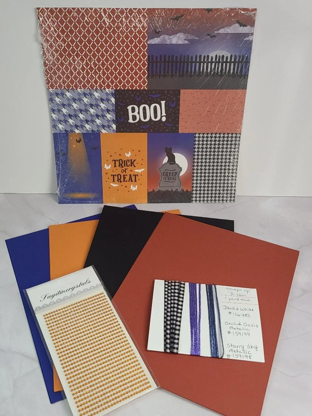 Stampin Up Them Bones DSP 12x12 and Coordinating Cardstock Bundle